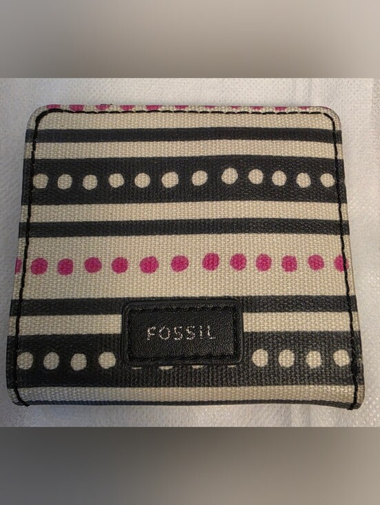 Fossil Handbags - Fossil Eliza Striped Polka Dot Compact Bifold Wallet - Very Good Condition